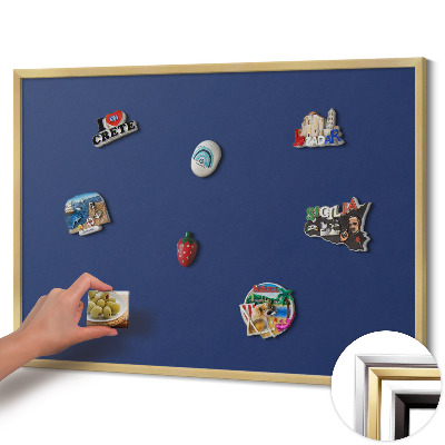 Magnettafel mit goldenem Rahmen Farbe Dunkelblau