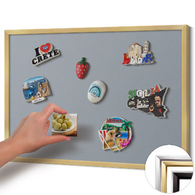 Magnettafel mit goldenem Rahmen Farbe Grau
