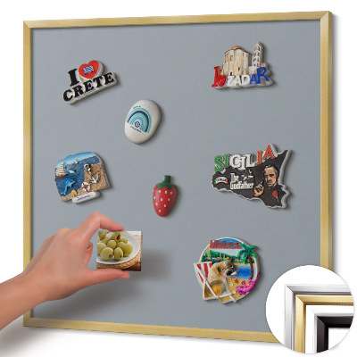 Magnettafel mit goldenem Rahmen Farbe Grau