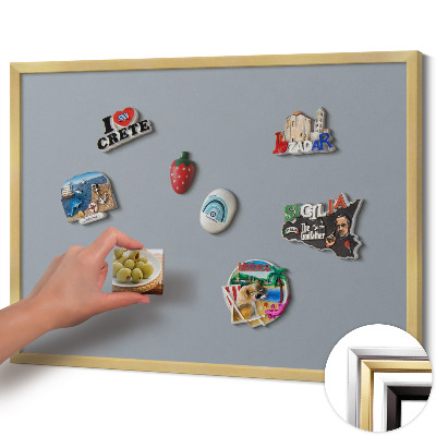 Magnettafel mit goldenem Rahmen Farbe Grau