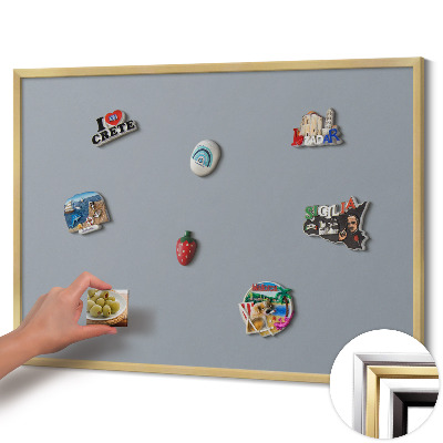 Magnettafel mit goldenem Rahmen Farbe Grau