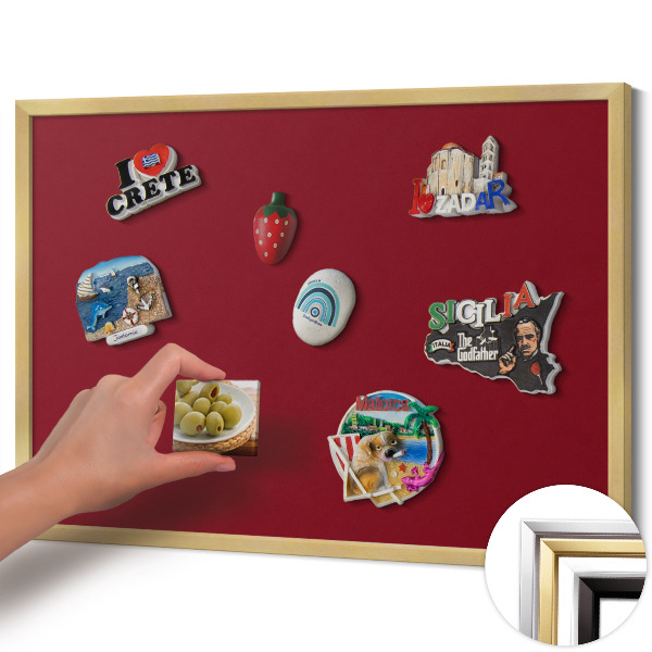 Magnettafel mit goldenem Rahmen Farbe Bordeauxrot