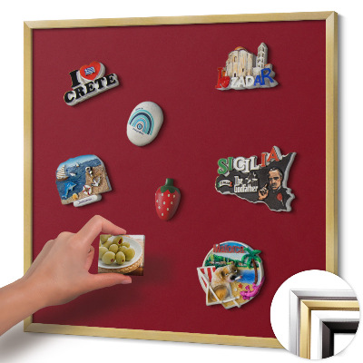 Magnettafel mit goldenem Rahmen Farbe Bordeauxrot