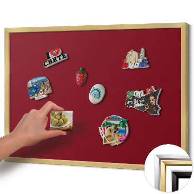 Magnettafel mit goldenem Rahmen Farbe Bordeauxrot