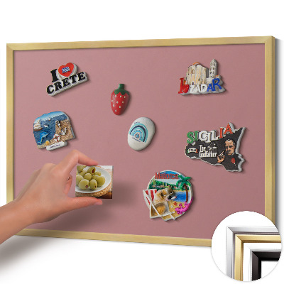 Magnettafel mit goldenem Rahmen Farbe Pastellrosa