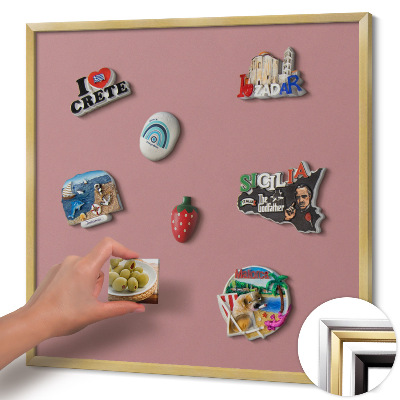 Magnettafel mit goldenem Rahmen Farbe Pastellrosa