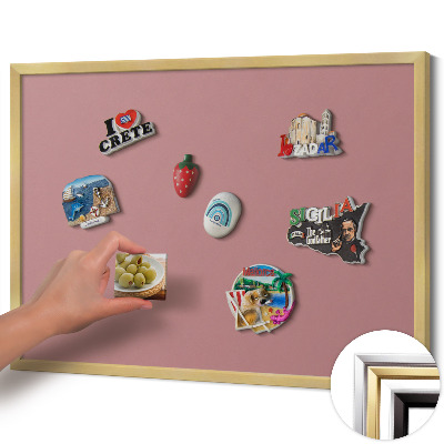 Magnettafel mit goldenem Rahmen Farbe Pastellrosa