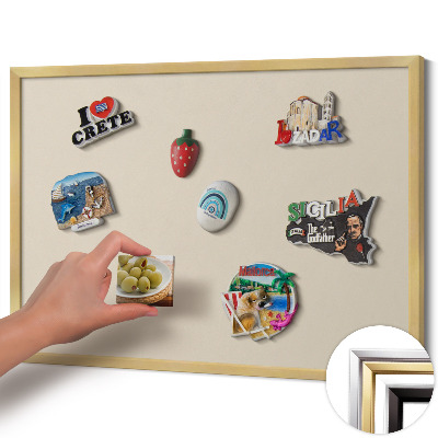 Magnettafel mit goldenem Rahmen Farbe Hellbeige