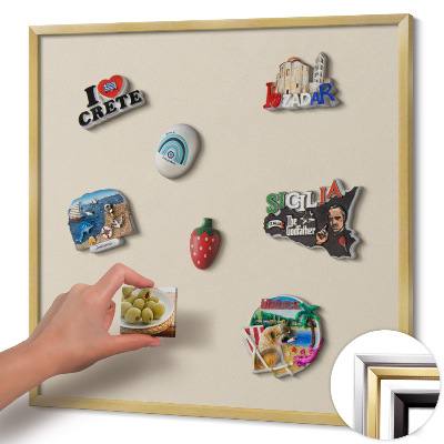 Magnettafel mit goldenem Rahmen Farbe Hellbeige