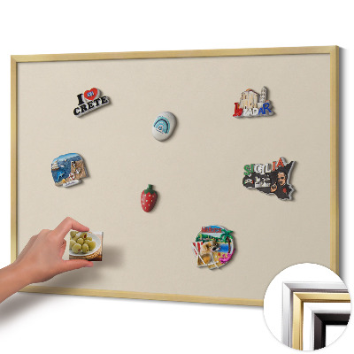 Magnettafel mit goldenem Rahmen Farbe Hellbeige