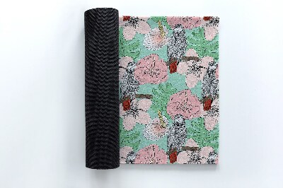 Fussmatte innen Vögel papage Blumen