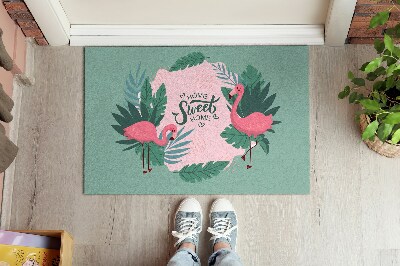 Fussmatte innen Home sweet home Flamingos