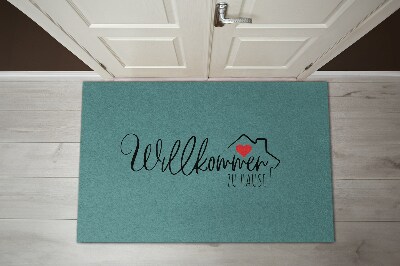 Fußmatte Willkommen zu hause Grüner Hintergrund
