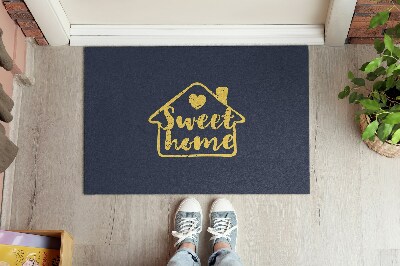 Fussmatte innen Sweet home Gelbe Inschrift