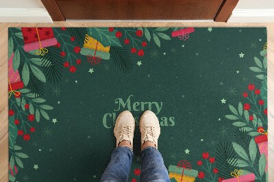 Fußmatte Merry Christmas Grüner Hintergrund