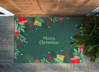 Fußmatte Merry Christmas Grüner Hintergrund