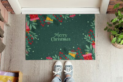 Fußmatte Merry Christmas Grüner Hintergrund
