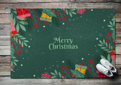 Fußmatte Merry Christmas Grüner Hintergrund