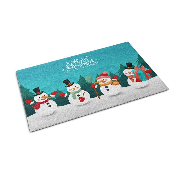 Fussmatte innen Merry Christmas Schneemänner