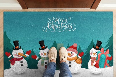 Fussmatte innen Merry Christmas Schneemänner