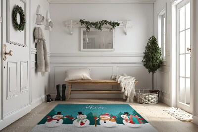 Fussmatte innen Merry Christmas Schneemänner