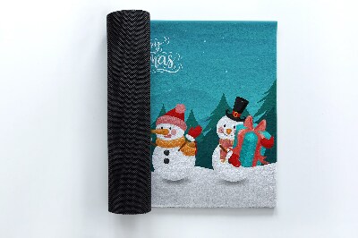 Fussmatte innen Merry Christmas Schneemänner