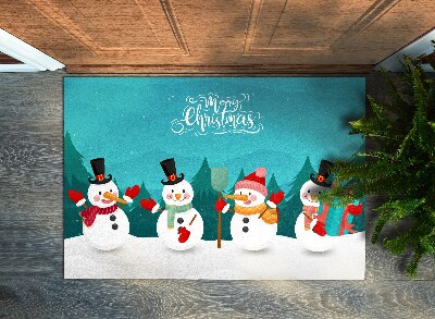 Fussmatte innen Merry Christmas Schneemänner