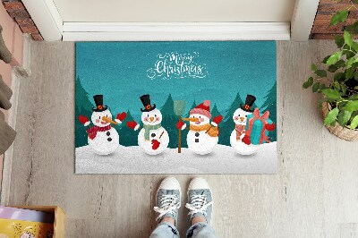 Fussmatte innen Merry Christmas Schneemänner