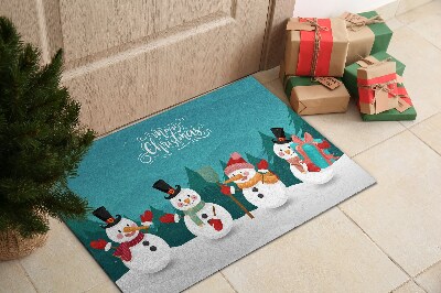 Fussmatte innen Merry Christmas Schneemänner