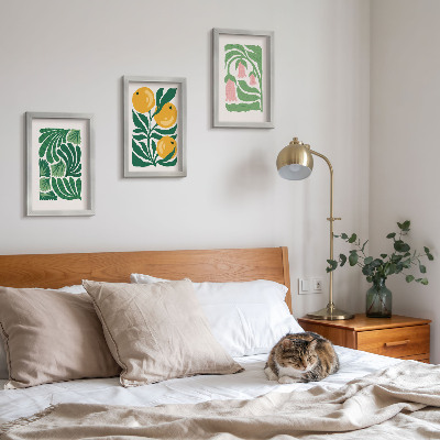 Bilderwand Minimalistische Pflanzenmuster mit Früchten und Blättern