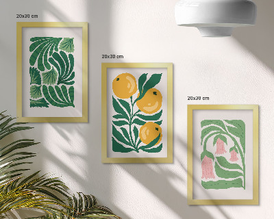 Bilderwand Minimalistische Pflanzenmuster mit Früchten und Blättern