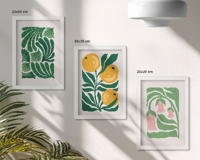 Bilderwand Minimalistische Pflanzenmuster mit Früchten und Blättern