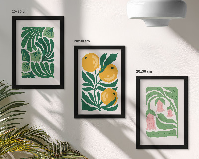Bilderwand Minimalistische Pflanzenmuster mit Früchten und Blättern
