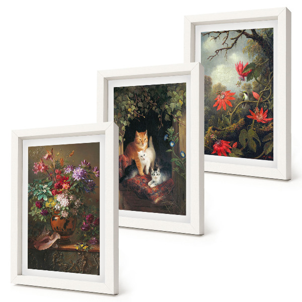 Fotowand Vintage-Blumen, Katzen und Pflanzen in der Natur