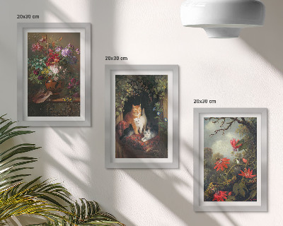 Fotowand Vintage-Blumen, Katzen und Pflanzen in der Natur