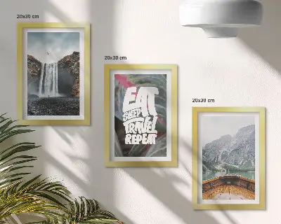 Bilderwand Wasserfall in den Bergen mit Naturlandschaft, Bootsfahrt und Vegetation