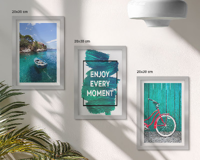 Bilderwand Meerblick mit inspirierender Inschrift für Boote und Fahrräder