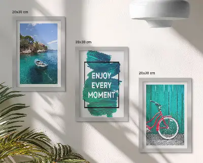 Bilderwand mit Meerblick und inspirierender Inschrift für Boote und Fahrräder