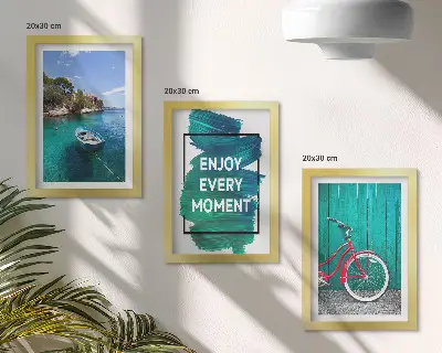 Bilderwand mit Meerblick und inspirierender Inschrift für Boote und Fahrräder