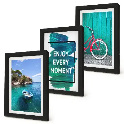 Bilderwand mit Meerblick und inspirierender Inschrift für Boote und Fahrräder