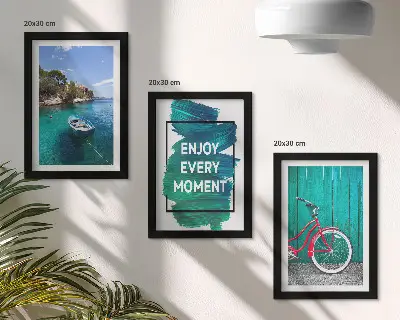 Bilderwand mit Meerblick und inspirierender Inschrift für Boote und Fahrräder