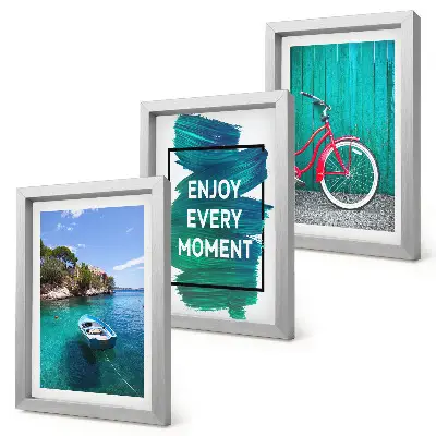 Bilderwand mit Meerblick und inspirierender Inschrift für Boote und Fahrräder