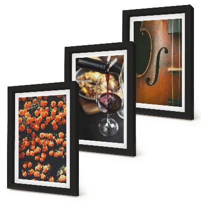 Bilderwand Vintage-Romantik: Blumen, Wein und Violine