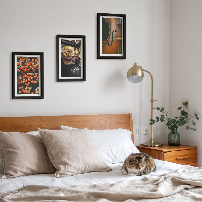 Bilderwand Vintage-Romantik: Blumen, Wein und Violine