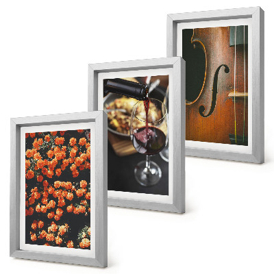 Bilderwand Vintage-Romantik: Blumen, Wein und Violine