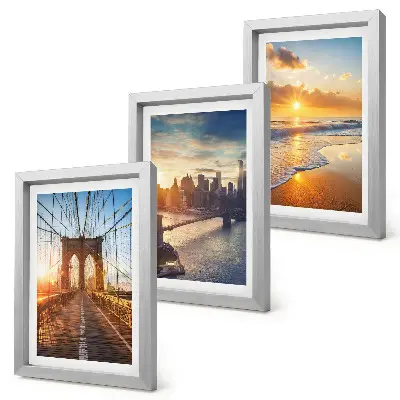 Bilderwand mit Brücken und Sonnenuntergängen in der Stadtlandschaft