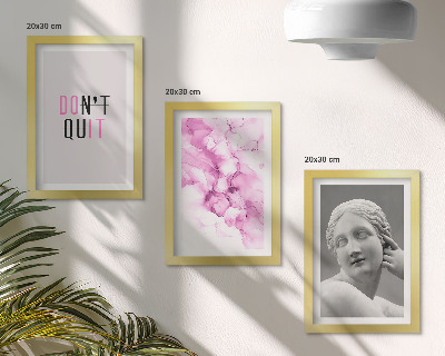Bilderset mit rahmen Abstraktion in Aquarell, inspirierender Slogan, antike Skulptur