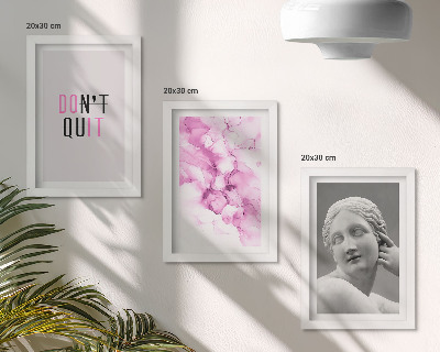 Bilderset mit rahmen Abstraktion in Aquarell, inspirierender Slogan, antike Skulptur