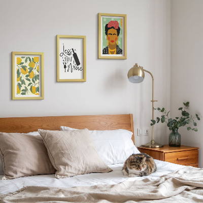 Bilderwand Zitronen-Weinflaschenporträt von Frida Kahlo