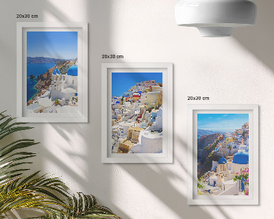 Bilderwand Landschaftsarchitekturansichten der Stadt Oia, Santorin, Griechenland
